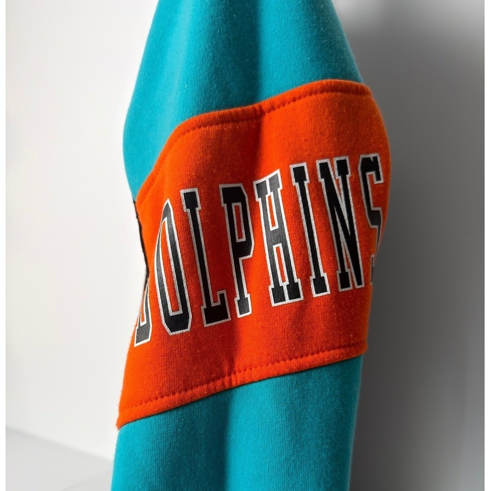 NFL Ultra Game Miami Dolphins Hoodie Mens Black Aqua Orange Color block S - Picture 4 of 8